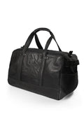 Canvas & Leather Travel Duffle — Black