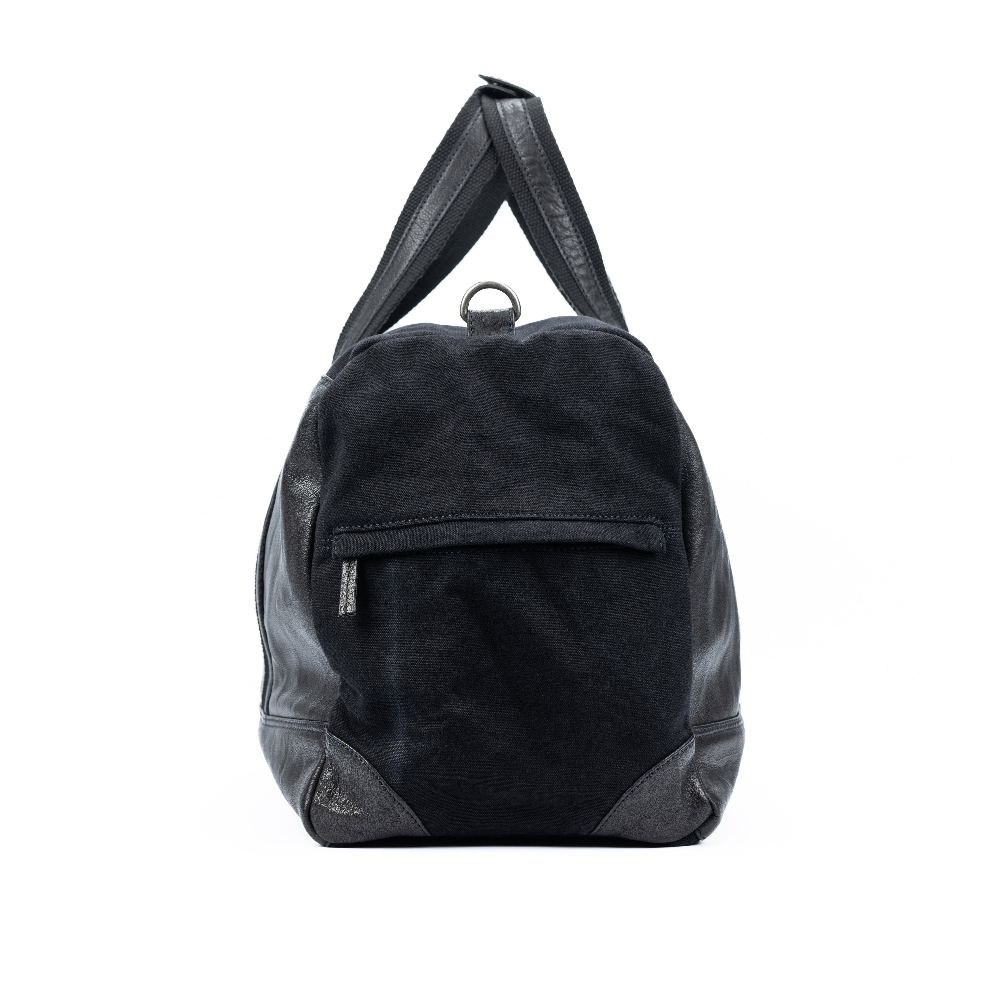 Canvas & Leather Travel Duffle — Black