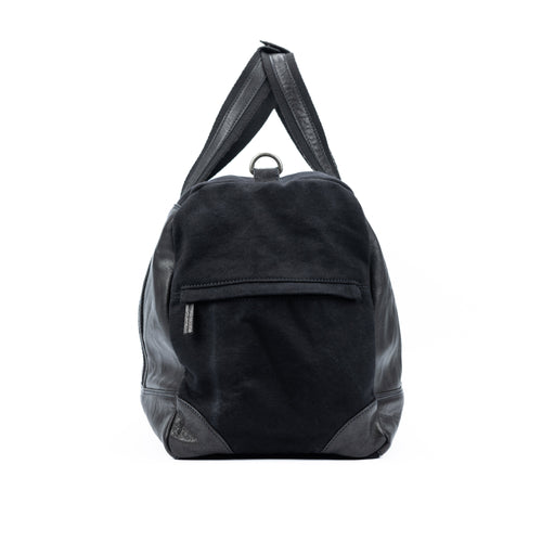Canvas & Leather Travel Duffle — Black