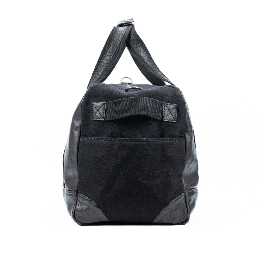 Canvas & Leather Travel Duffle — Black