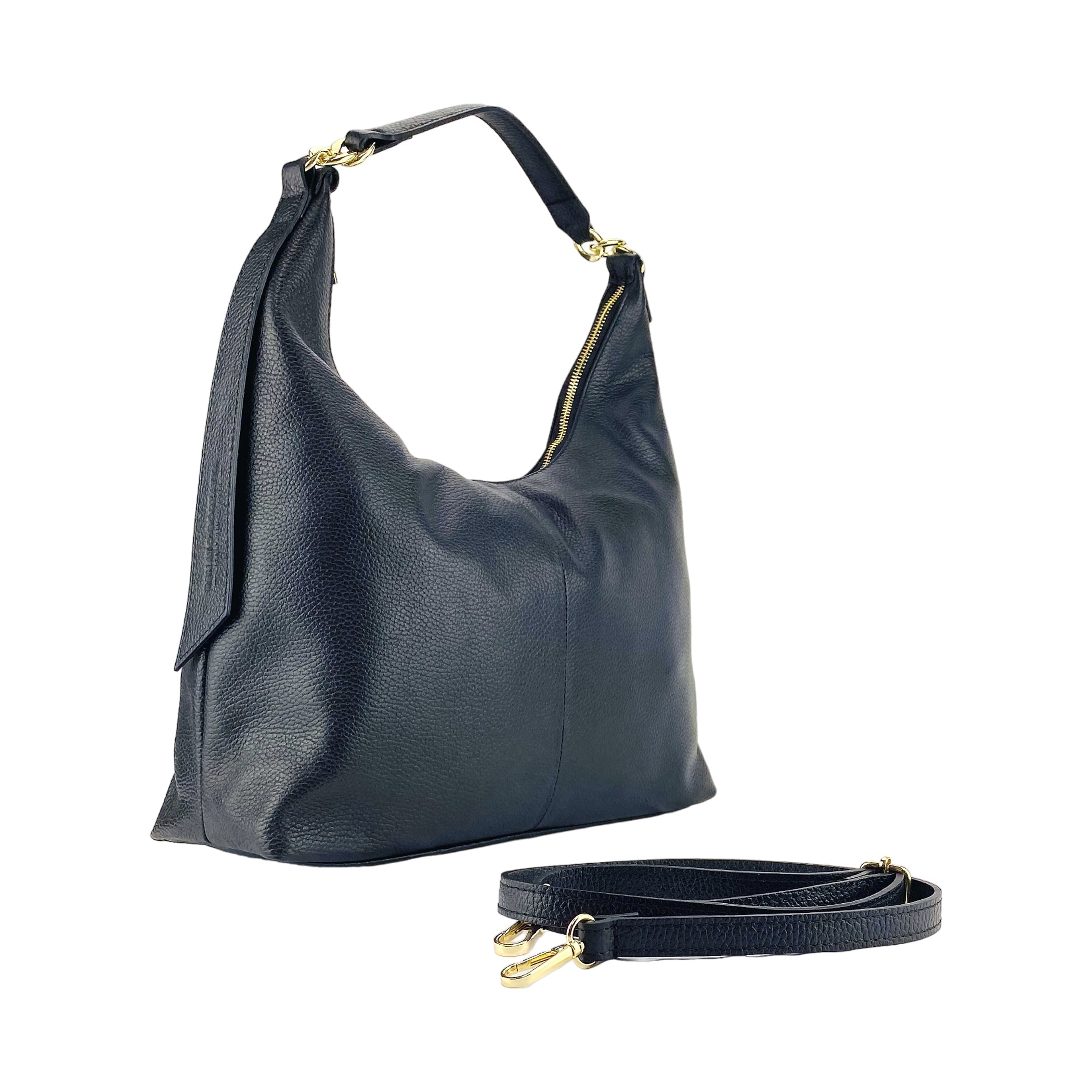 Soft Shoulder Bag — Black Leather