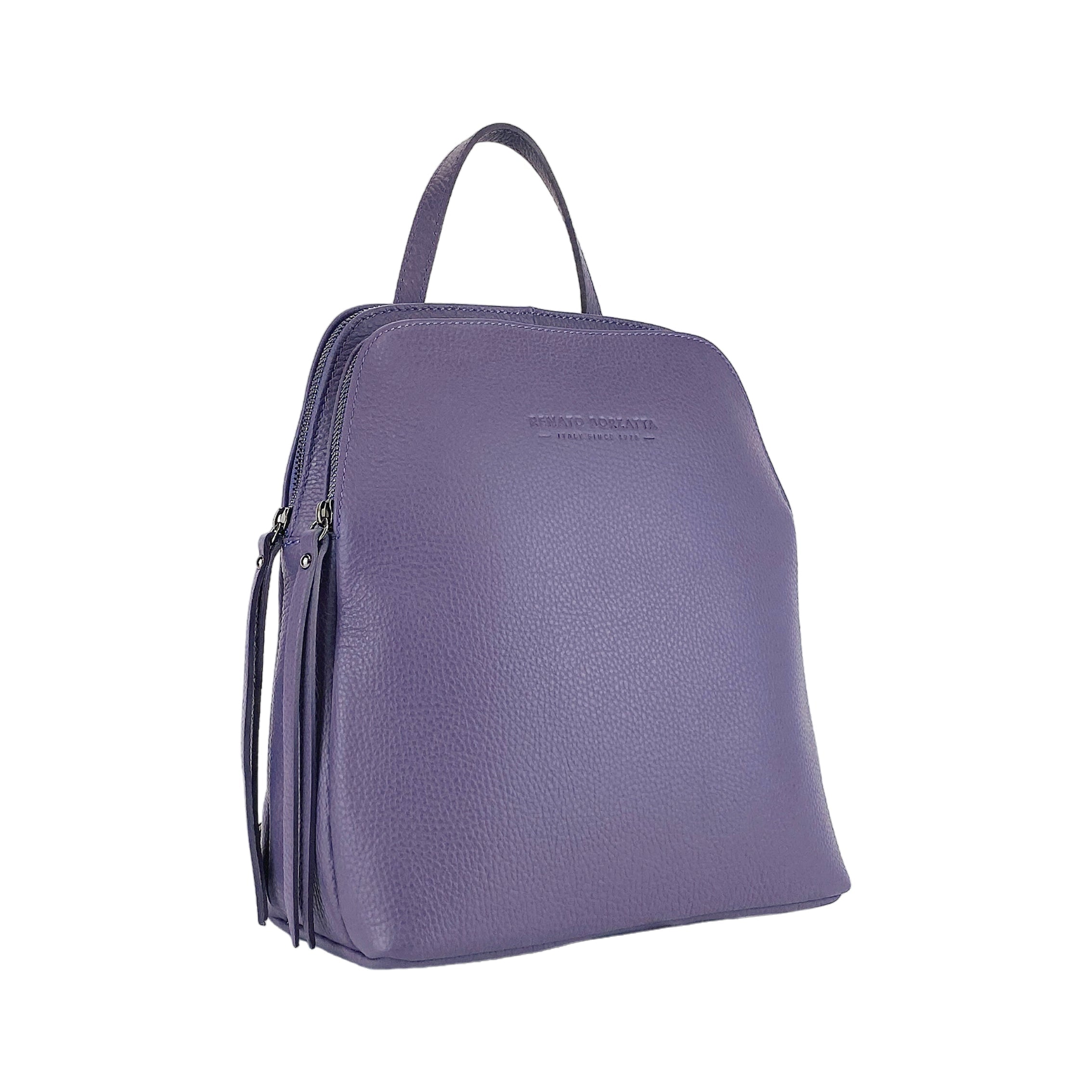 Double-Compartment Backpack — Purple Leather