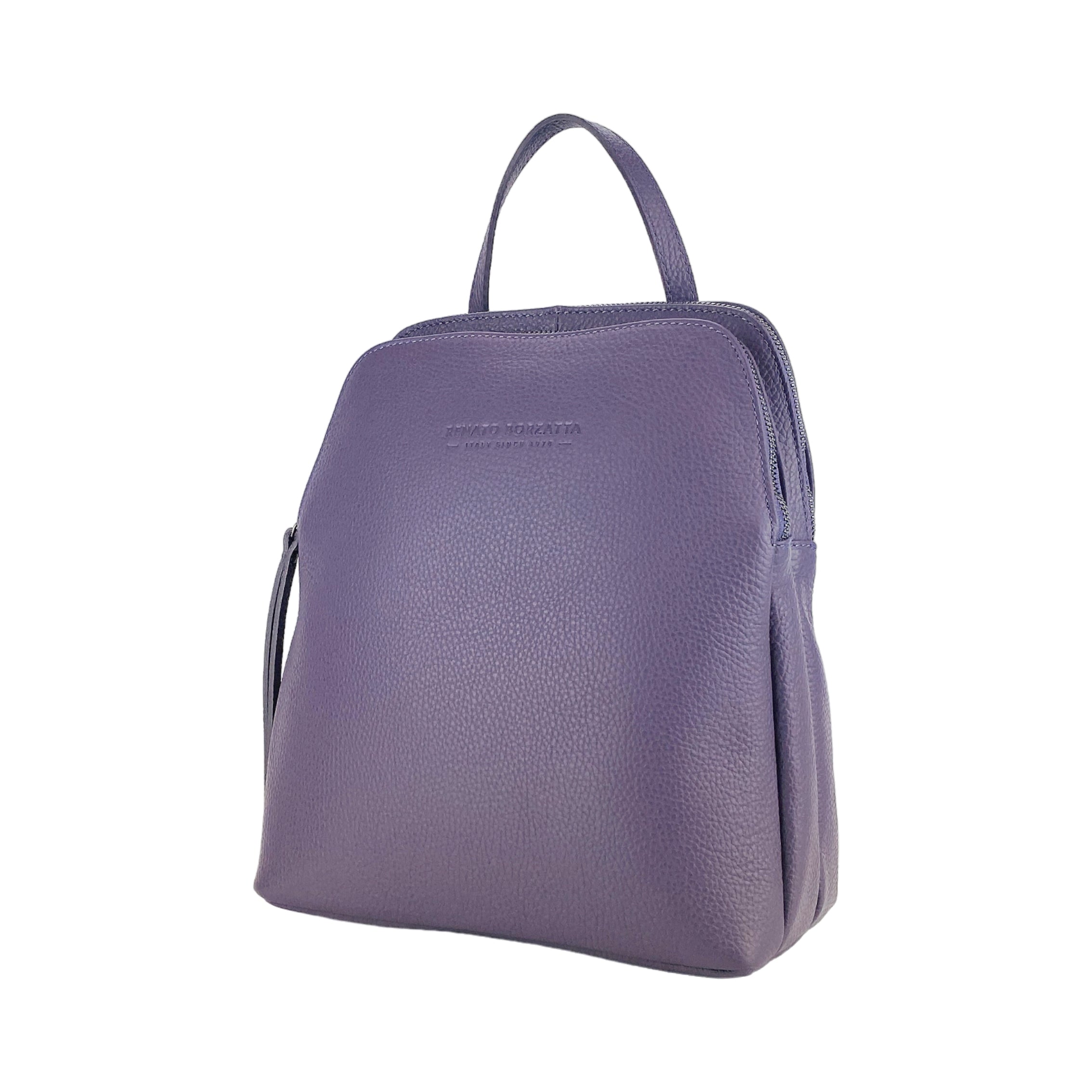 Double-Compartment Backpack — Purple Leather