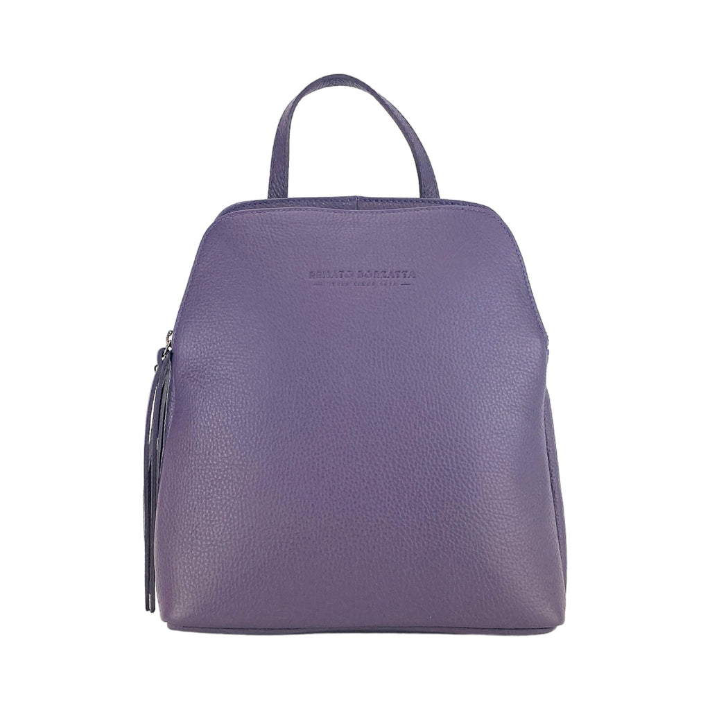 Double-Compartment Backpack — Purple Leather