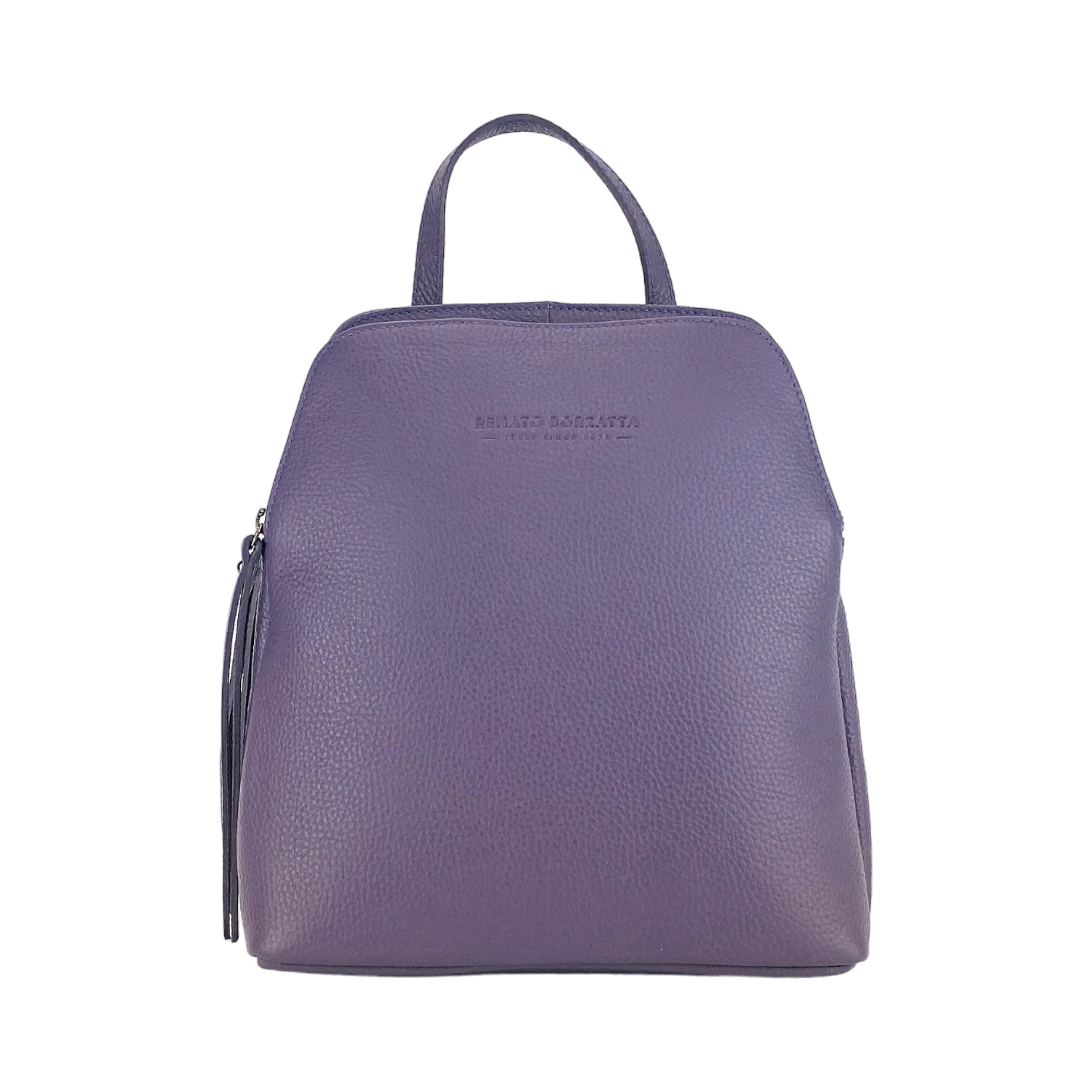 Double-Compartment Backpack — Purple Leather
