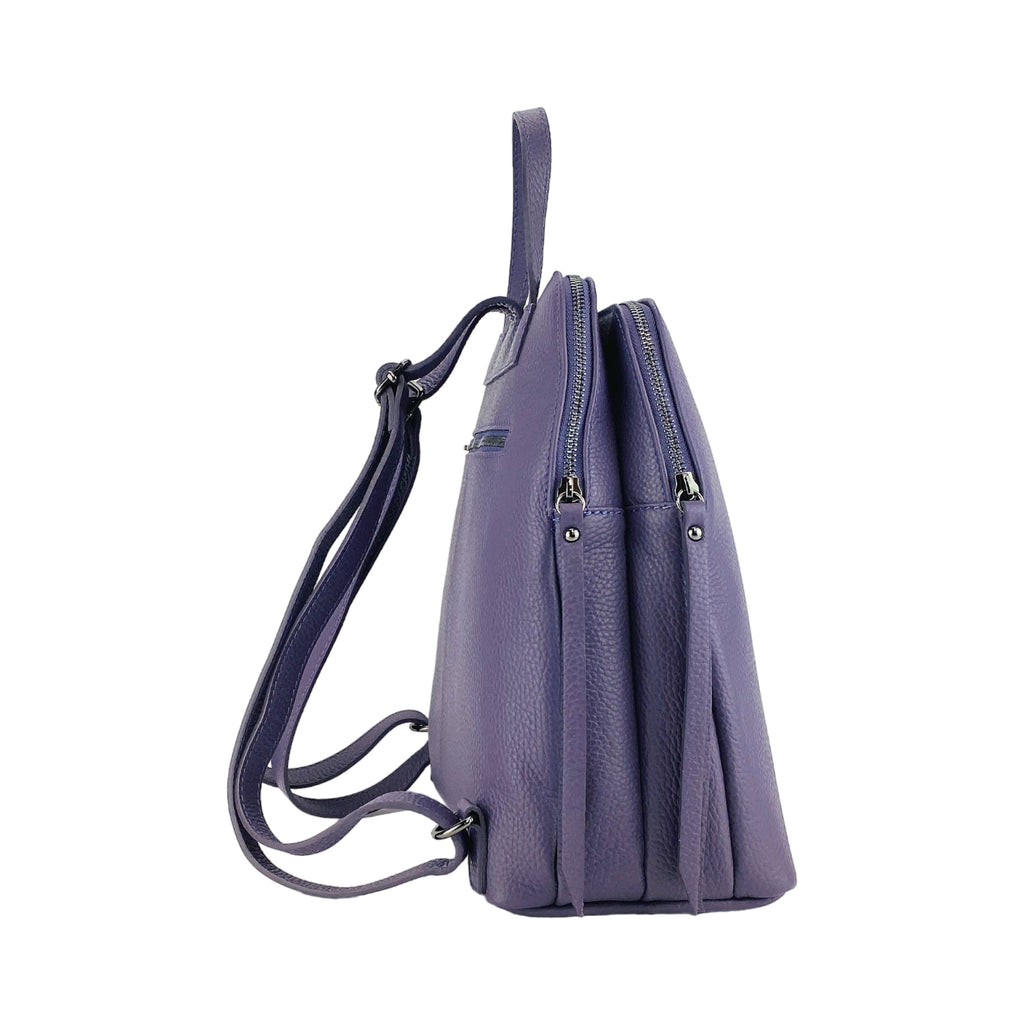 Double-Compartment Backpack — Purple Leather