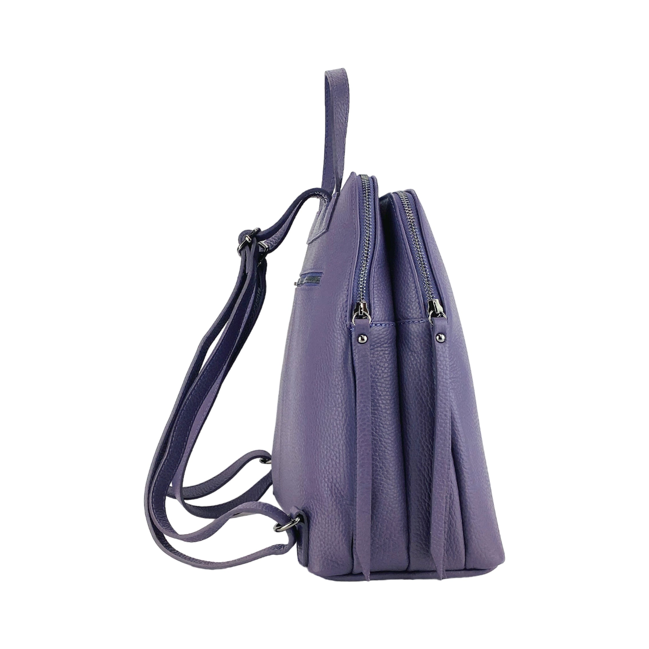 Double-Compartment Backpack — Purple Leather