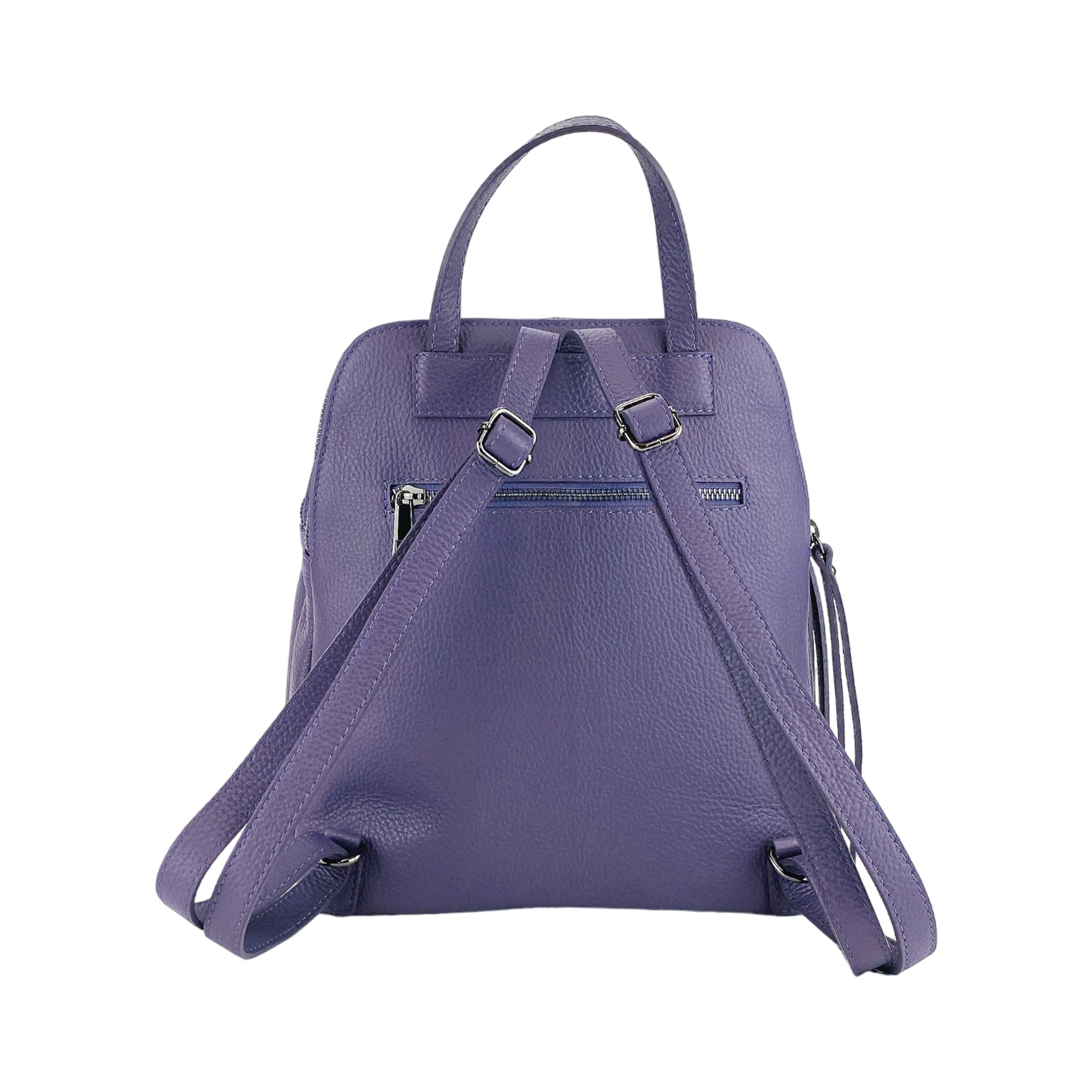 Double-Compartment Backpack — Purple Leather