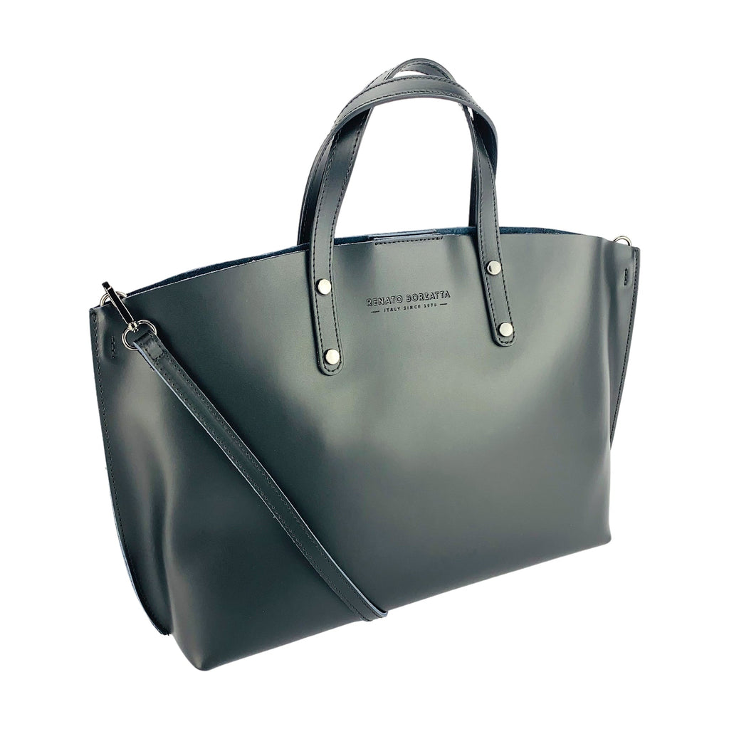 Slouch Tote — Black Leather