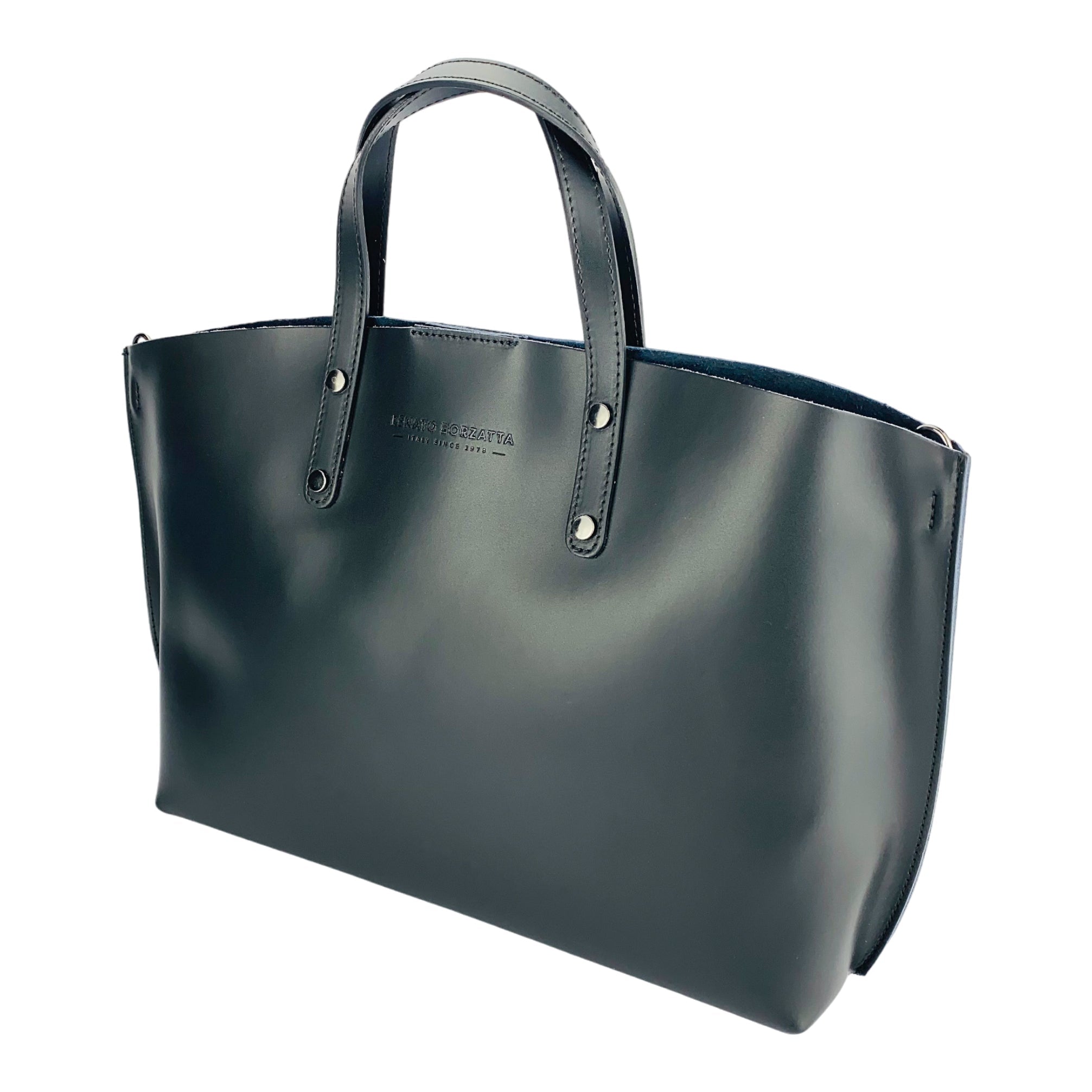 Slouch Tote — Black Leather
