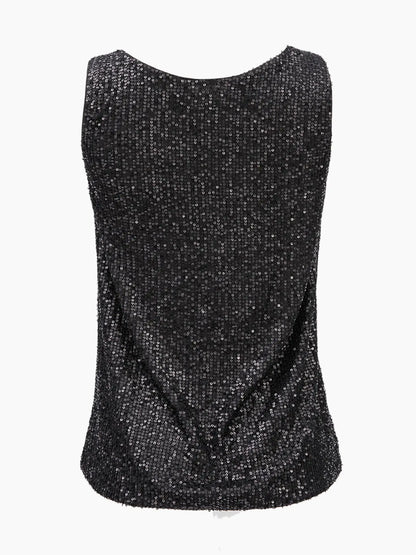Women'S Glitter Sequins V Neck Tank Top, Casual Fitted Sleeveless Style Top for Party Club Dating, Ladies Summer Clothes Womenswear